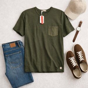 Marine Layer VINTAGE HEAVY SLUB POCKET TEE MENS Size Medium in Forest Green NWT